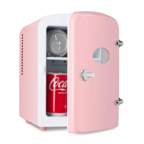 Black/Red/Pink 4L 6 Can Mini Fridge with Window Co